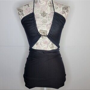 Black Halter Cutout Mini Dress – Stretchy Bodycon